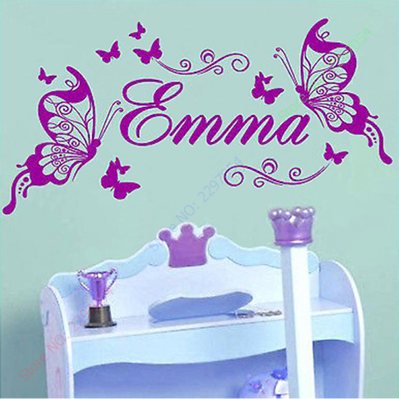 Baby Nursery Decor Girl - Kupu-kupu Baru Nama Pribadi Vinil Kupu-kupu