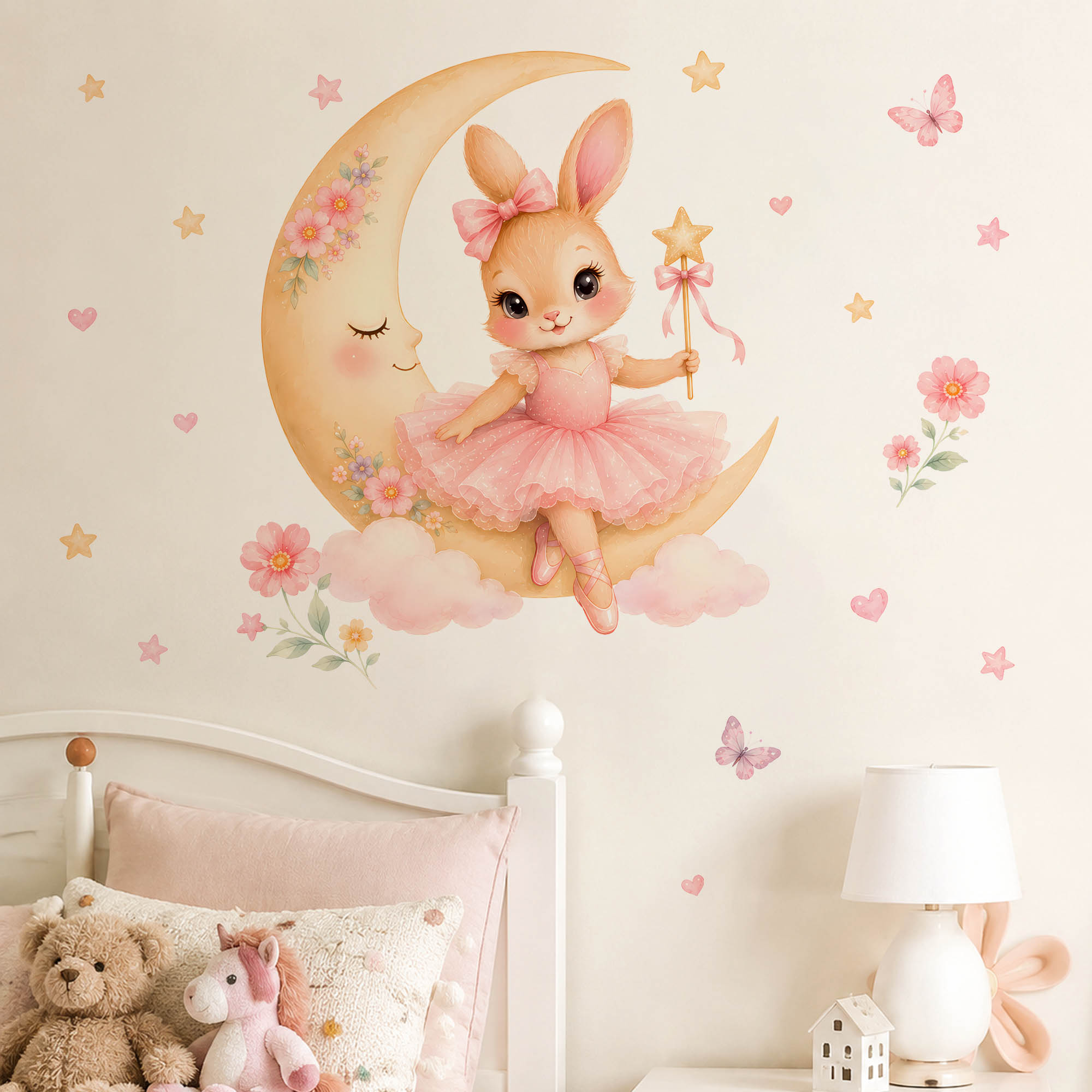 Stiker Dinding Kelinci Balerin - Baby Nursery Decor Girl ulasan dan harga