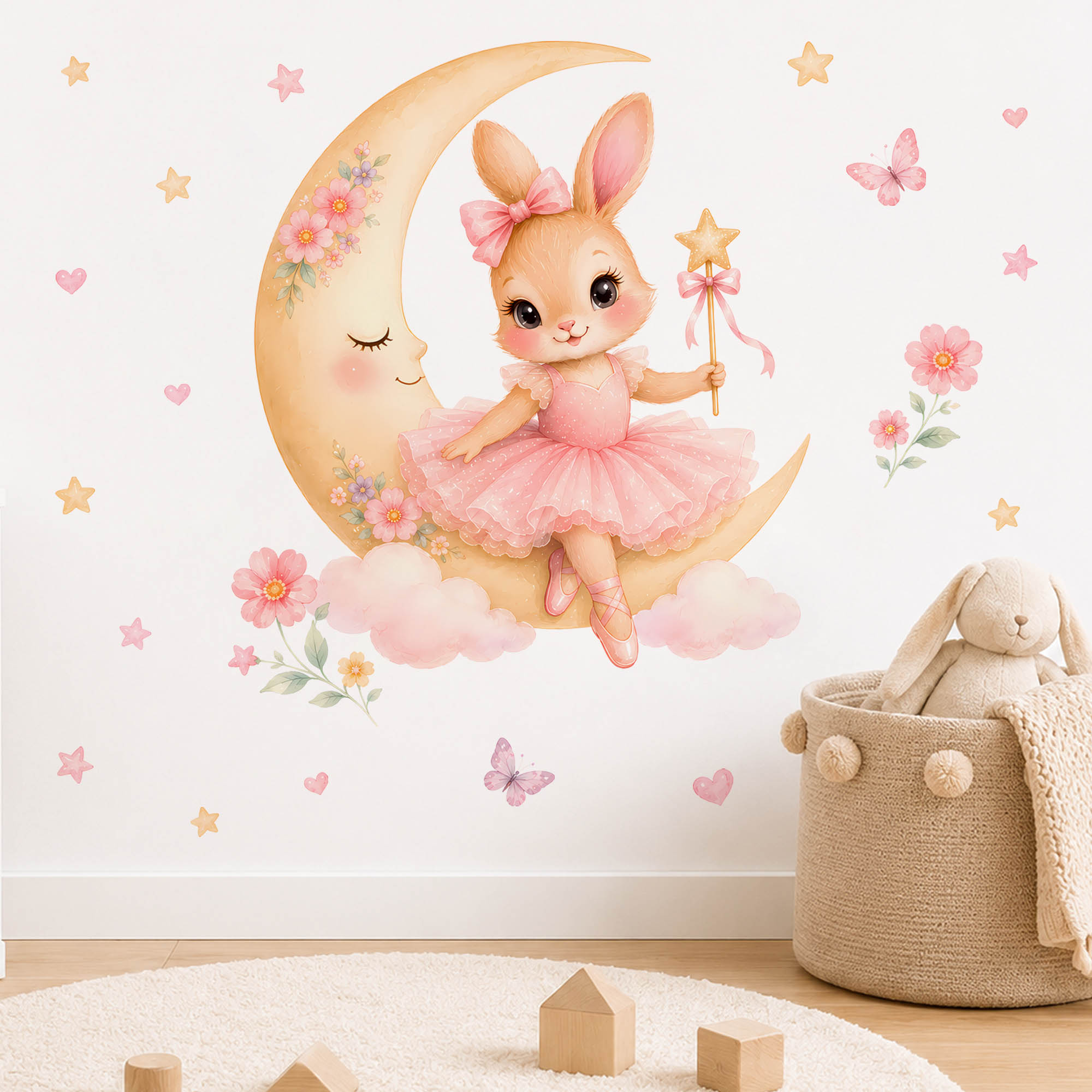 Stiker Dinding Kelinci Balerin - Baby Nursery Decor Girl ulasan dan harga