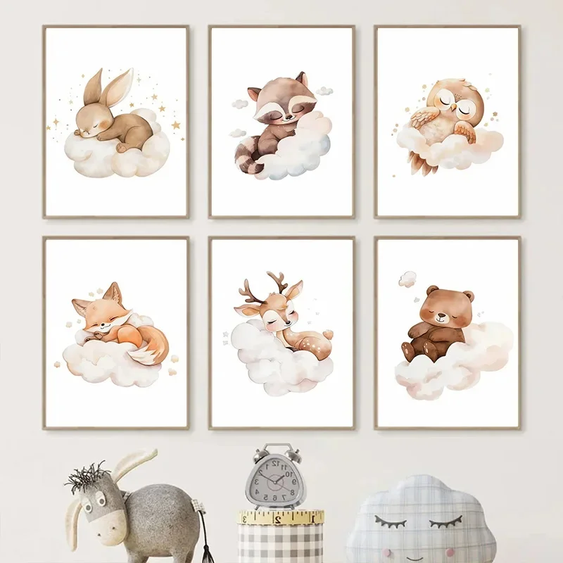 Lukisan Kanvas Hewan Awan Kart - Baby Nursery Frames ulasan dan harga