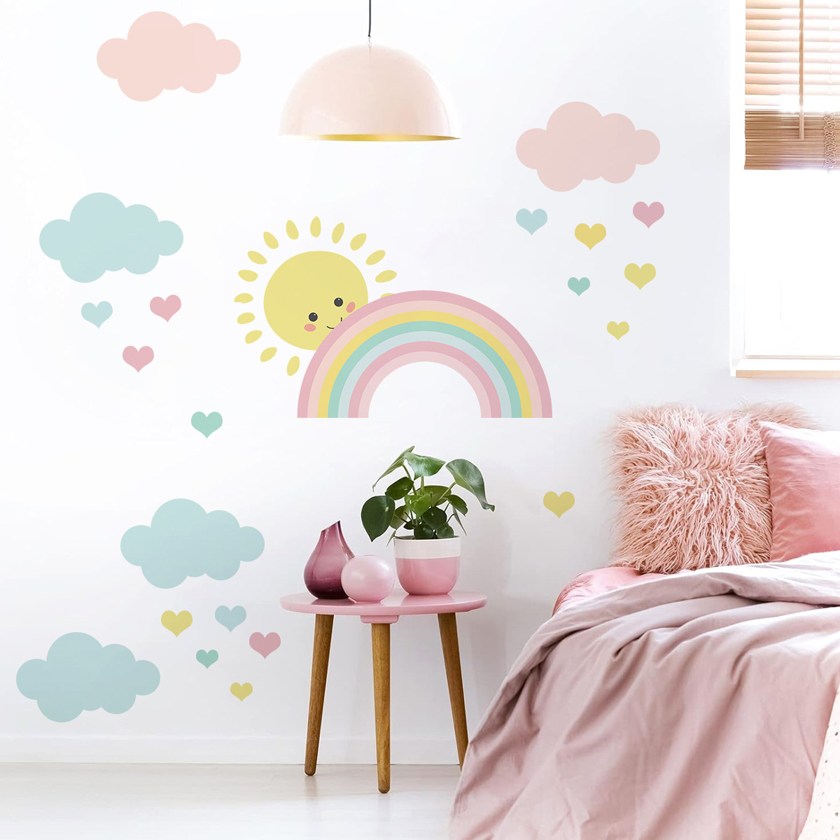 Stiker Dinding Awan Pelangi Ma - Baby Nursery Decor Girl ulasan dan harga